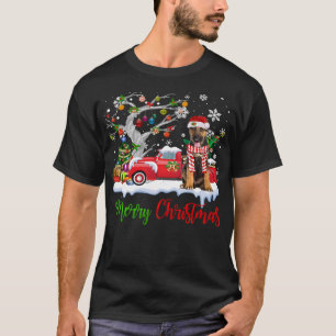 Camiseta Árbol de navidad del camión rojo del pastor alemán