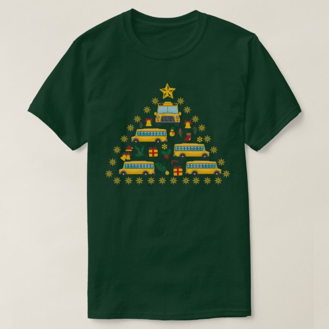 Camiseta Árbol de Navidad del conductor del autobús escolar (Diseño del anverso)