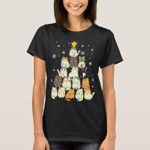 Camiseta árbol de navidad del gato lindo kawaii