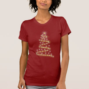 Camiseta Árbol de navidad del oro que brilla intensamente
