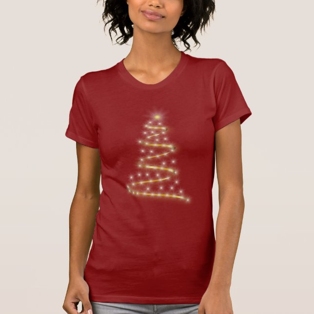 Camiseta Árbol de navidad del oro que brilla intensamente (Anverso)