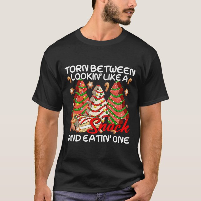 Camiseta Árbol De Navidad Desgarrado Entre La Mirada Como U (Anverso)