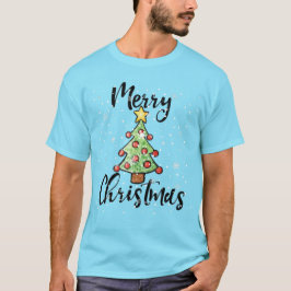Camiseta Árbol de Navidad Dibujado a Mano Arte Festivo de V