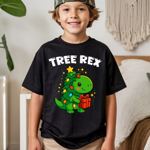 Camiseta Árbol de Navidad Dinosaurio T-Rex Dinos Lindo Fies