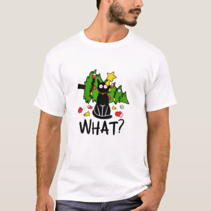 Camiseta Árbol de Navidad divertido gato negro Santa humor 