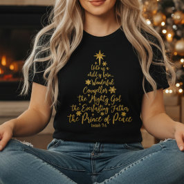 Camiseta Árbol de Navidad Dorado "A Nosotros Nace Un Niño"