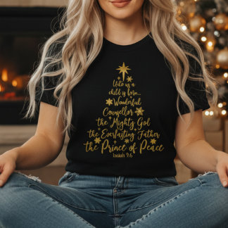 Camiseta Árbol de Navidad Dorado "A Nosotros Nace Un Niño"