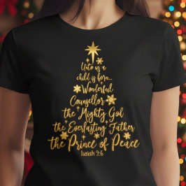 Camiseta Árbol de Navidad Dorado "A Nosotros Nace Un Niño"