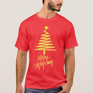 Camiseta Árbol de Navidad dorado moderno elegante minimalis