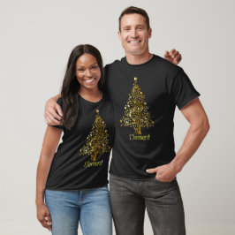 Camiseta Árbol de Navidad dorado personalizado