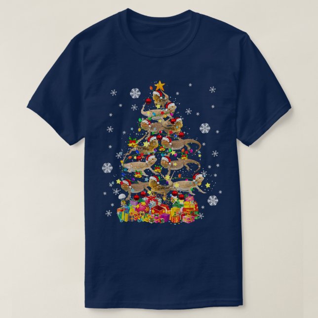 Camiseta Árbol de Navidad Dragon con barba Santa Christine  (Diseño del anverso)