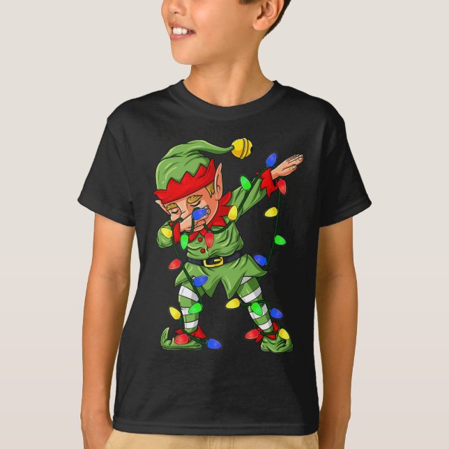 Camiseta Árbol de Navidad Elf Dabbing enciende niños Dab Xm (Anverso)