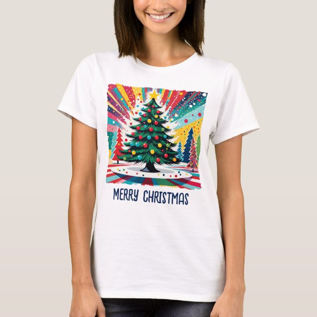 Camiseta Árbol de Navidad en arte abstracto 39 - Diversión  (Anverso)