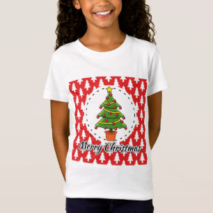 Camiseta Árbol de Navidad en el patrón de las minas rojas -