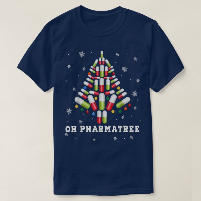 Camiseta Árbol de Navidad en farmacia Oh Fea Navidad Pharma (Diseño del anverso)