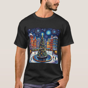 Camiseta Árbol de Navidad en la plaza del pueblo 1