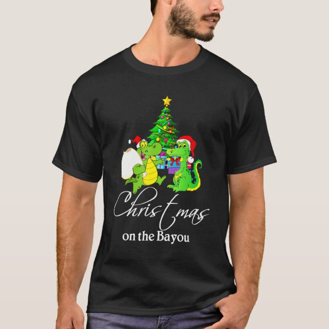 Camiseta Árbol De Navidad En Los Navidades Bayou Cajun Paja (Anverso)