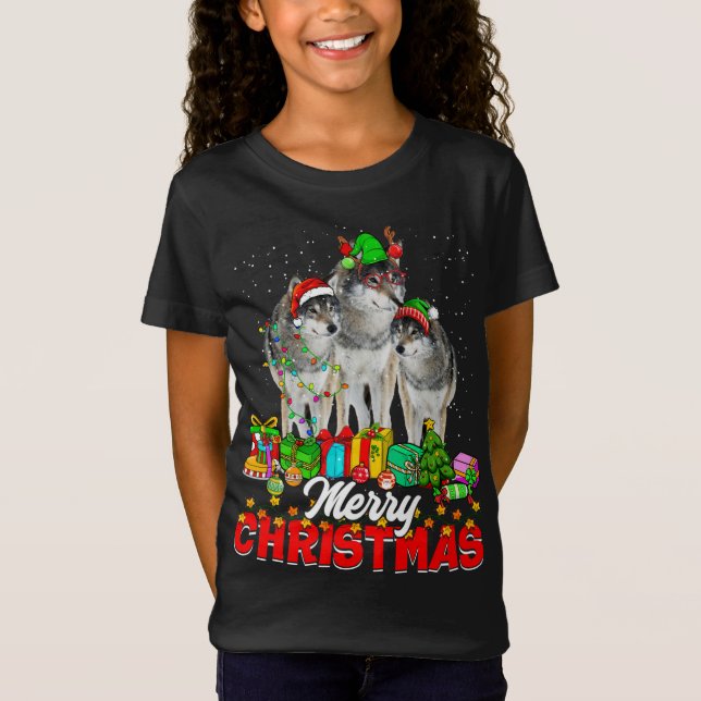 Camiseta Árbol de Navidad enciende a Navidades Pajama Wolf  (Anverso)