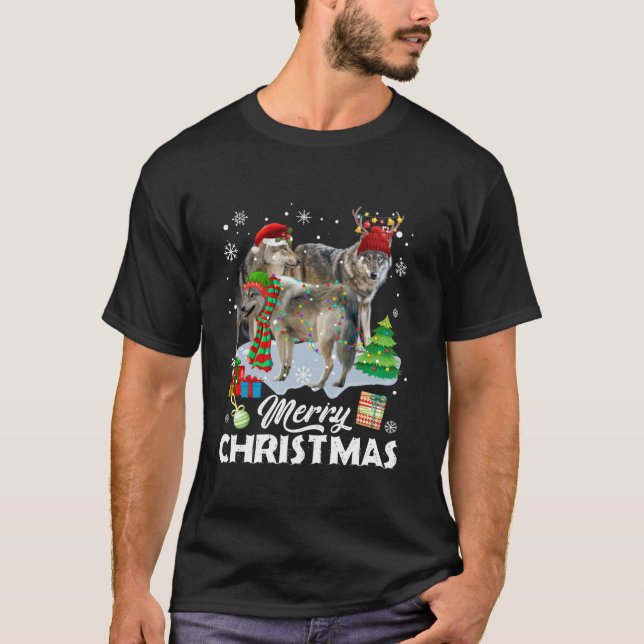 Camiseta Árbol de Navidad enciende a Navidades Pajama Wolf  (Anverso)