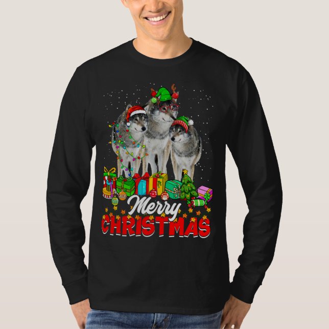 Camiseta Árbol de Navidad enciende a Navidades Pajama Wolf  (Anverso)