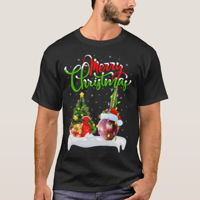 Camiseta Árbol de navidad enciende cebolla vegetal de Santa (Anverso)