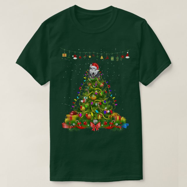 Camiseta Árbol de Navidad enciende perro de Alaska (Diseño del anverso)