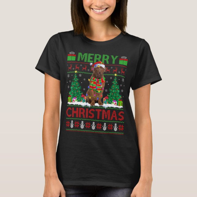 Camiseta Árbol de Navidad enciende perro de Santa Dogue de  (Anverso)