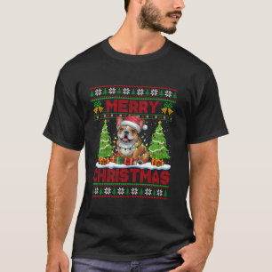Camiseta Árbol de Navidad Estilo feo Santa Hat Bulldog fran