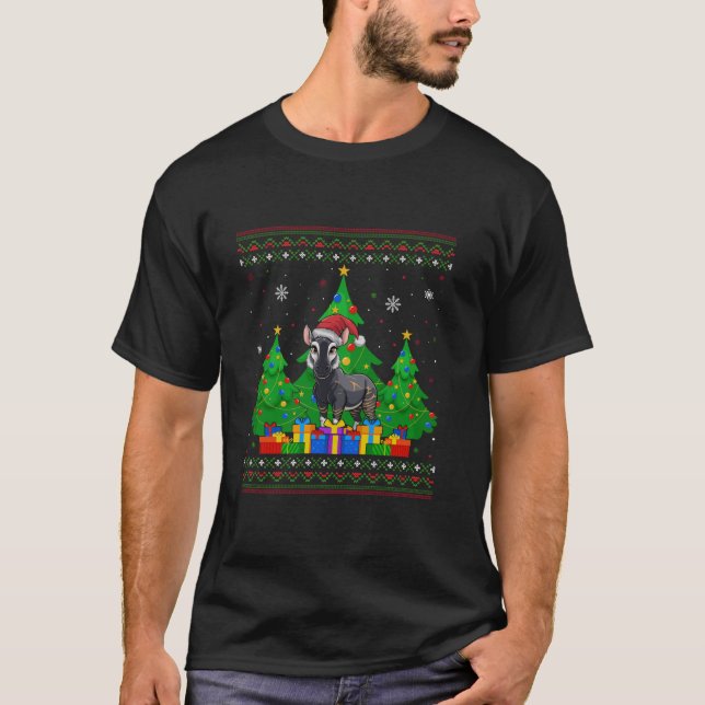 Camiseta Árbol de Navidad feo dulce Santa Hat Okapi Xmas T (Anverso)
