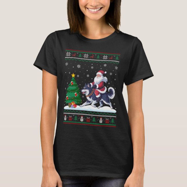 Camiseta Árbol de Navidad feo ilumina a Santa Riding Alaska (Anverso)
