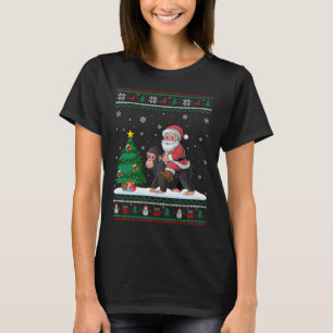 Camiseta Árbol de Navidad feo ilumina el simio de Santa Rid