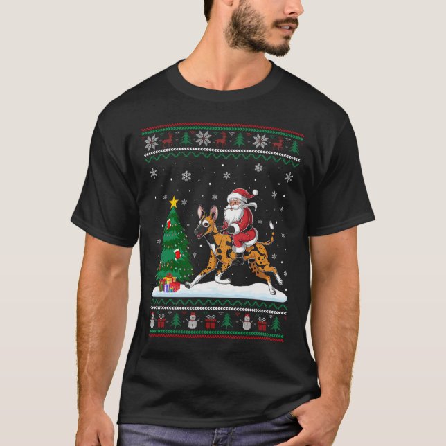 Camiseta Árbol de Navidad feo ilumina el Wi africano de San (Anverso)