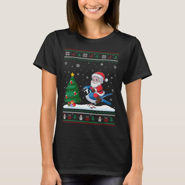 Camiseta Árbol de Navidad feo ilumina Navidad Santa Riding  (Anverso)