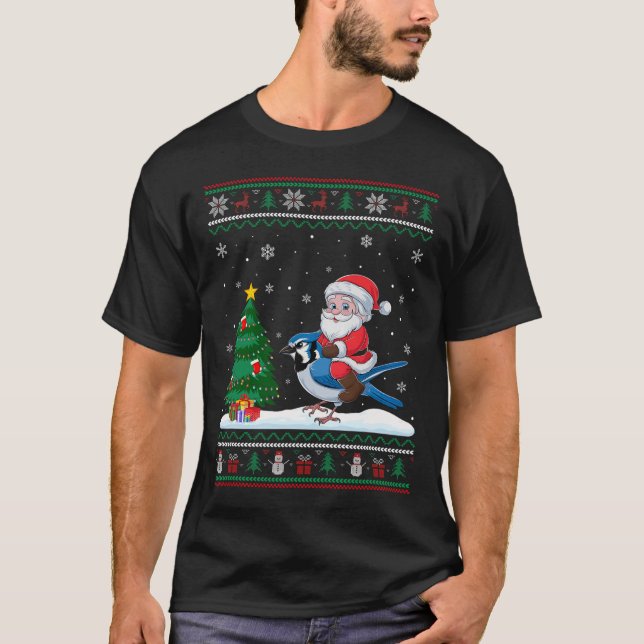 Camiseta Árbol de Navidad feo ilumina Navidad Santa Riding  (Anverso)