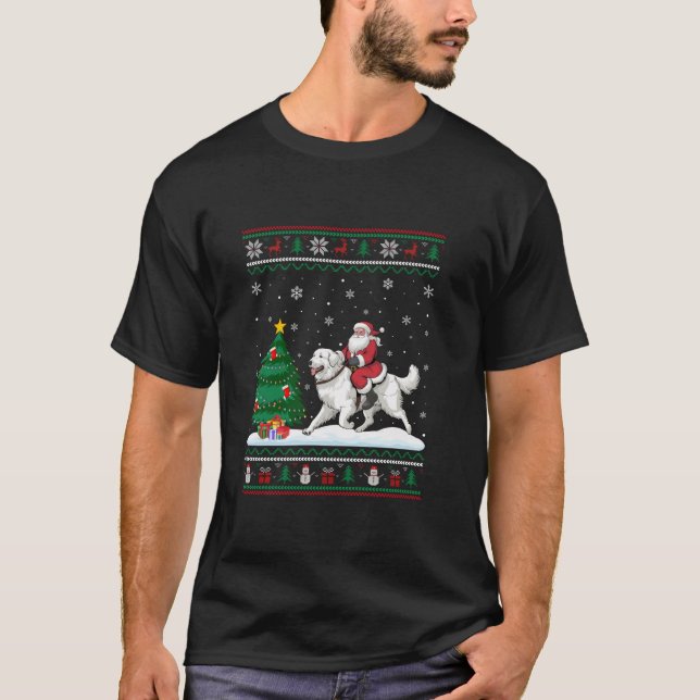 Camiseta Árbol de Navidad feo ilumina Santa Riding Great Py (Anverso)