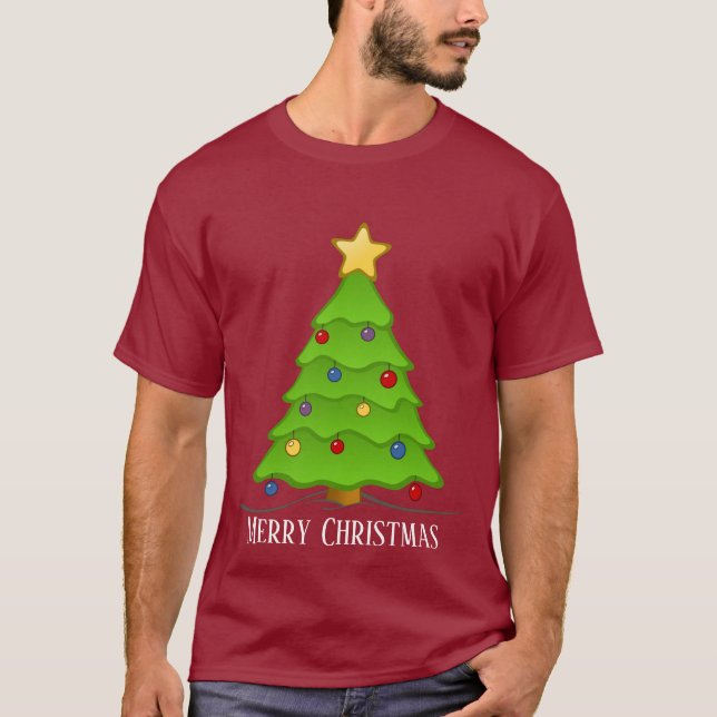 Camiseta árbol de Navidad festivo agregar texto (Anverso)