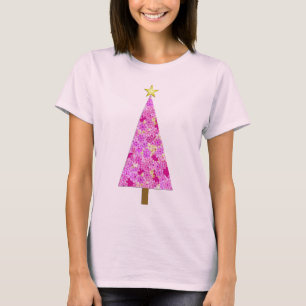 Camiseta Árbol de Navidad florido y moderno de Magenta