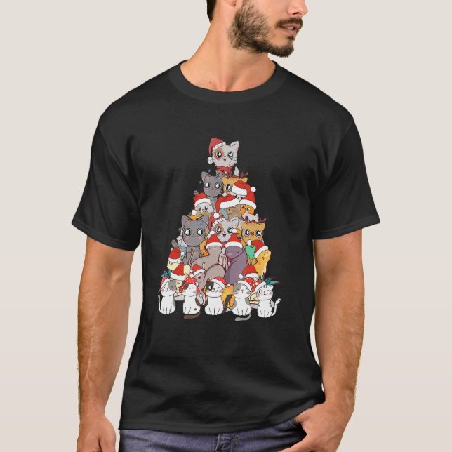 Camiseta Árbol de Navidad Gato Navidad Navidad Navidad Navi (Anverso)