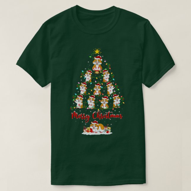 Camiseta Árbol de Navidad Hamster ilumina divertida Navidad (Diseño del anverso)