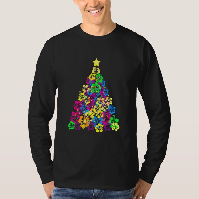 Camiseta Árbol de Navidad hawaiano Mele Kalikimaka Haw Flor (Anverso)