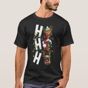 Camiseta árbol de Navidad Ho Ho Ho Santa Pug reno amigos