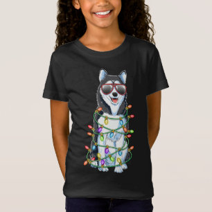 Camiseta Árbol de Navidad Husky Siberiano enciende Santa Xm