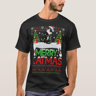 Camiseta Árbol de navidad ilumina a Cristo gato negro feo