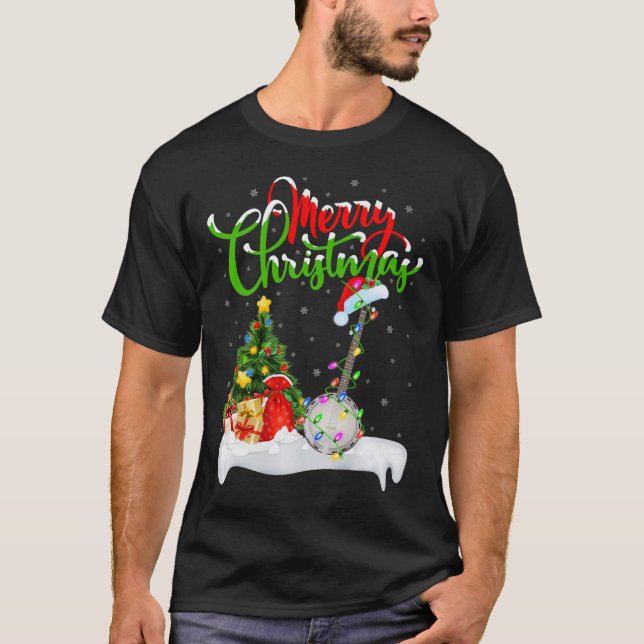 Camiseta Árbol de navidad ilumina a Navidades de banjo musi (Anverso)