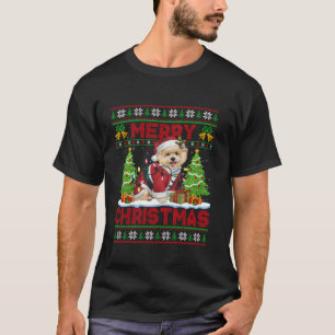 Camiseta Árbol de navidad ilumina a un perro frito de Santa