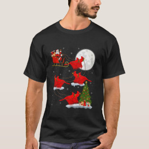 Camiseta Árbol de navidad ilumina curioso pájaro cardinal d