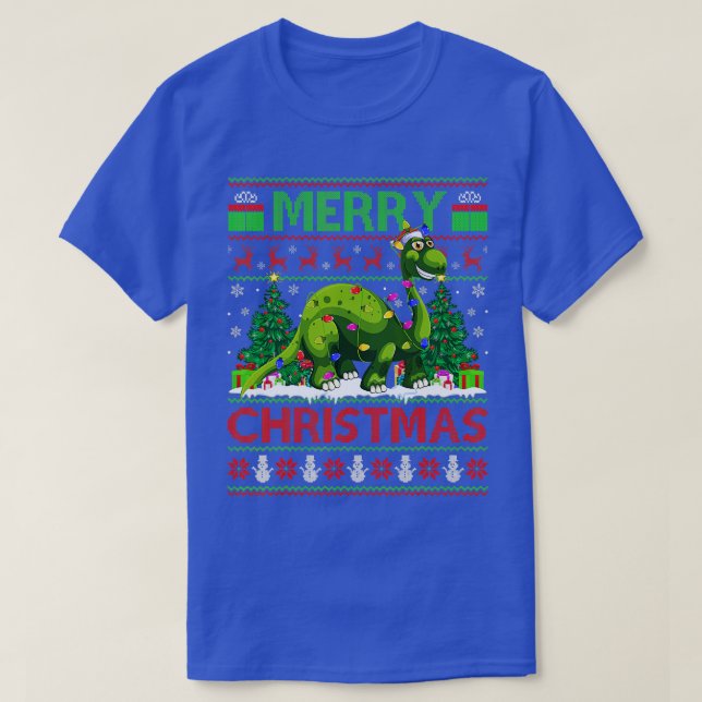 Camiseta Árbol de navidad ilumina el feo dinosaurio de Sant (Diseño del anverso)