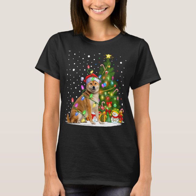 Camiseta Árbol de Navidad iluminando a Navidades de perros  (Anverso)