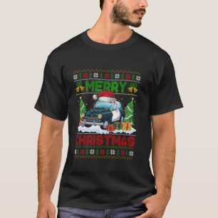 Camiseta Árbol de Navidad iluminando al feo auto de la poli