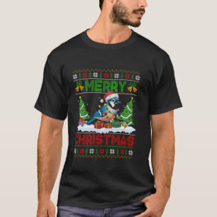 Camiseta Árbol de navidad iluminando feo Santa Hat azul Jay